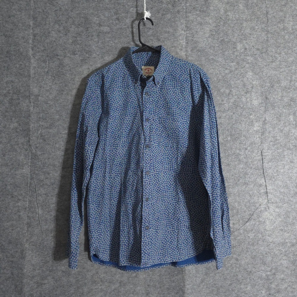 Brooks Brothers Red Fleece Button Down Shirt Men Blue Long Sleeve Geometric Sz M